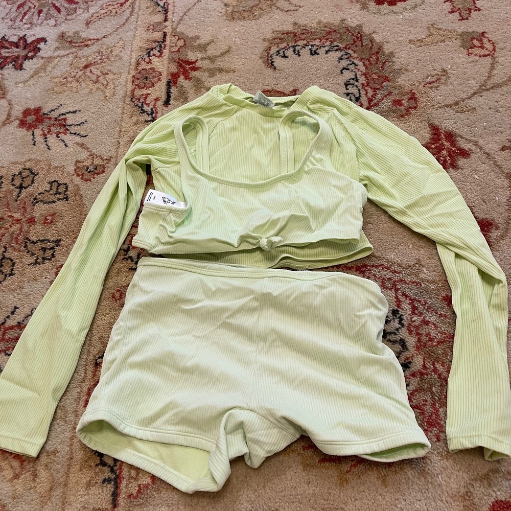 Green kids tankini